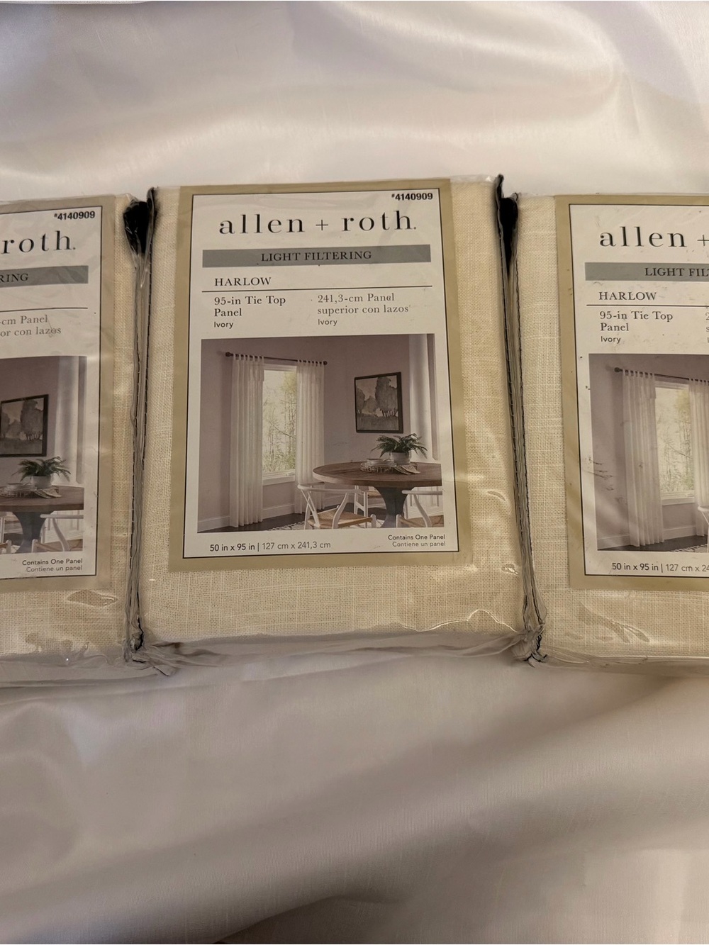 Ivory Harlow Light-Filtering Curtain Panel 50 in x 95 in